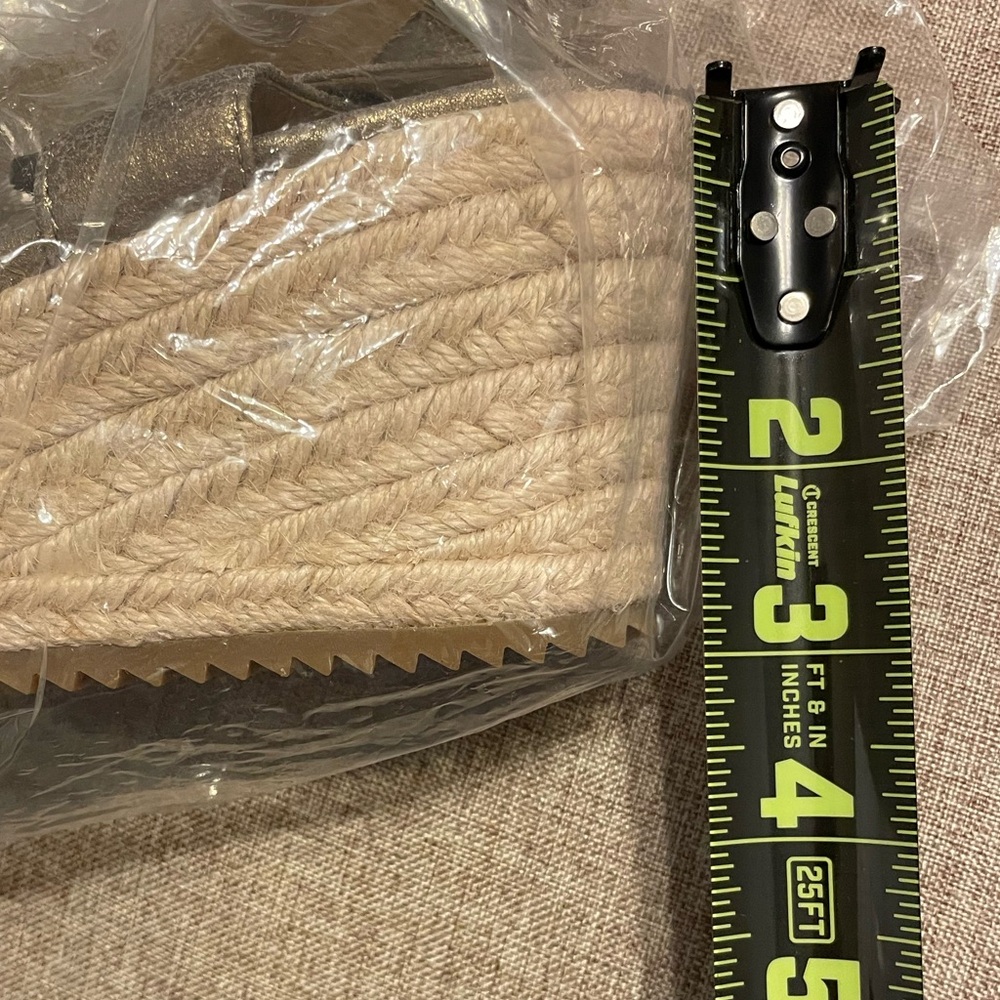 NWOT π‘ EILEEN FISHER Beckon Suede Jute Espadrille Wedge Sandals Bronze Metallic - Picture 15 of 15